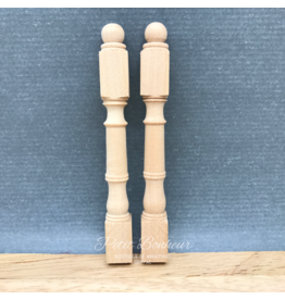 2 Poteaux départ balustrade chantournés miniatures 1:12