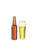 Bouteille de bière brune avec verre miniature 1:12