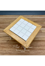 Table de cuisine carrée blanche & pin miniature 1:12