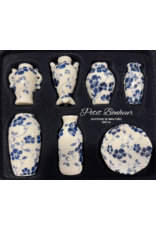 Ensemble de vases (blanc & bleu) 7pc, miniature 1:12