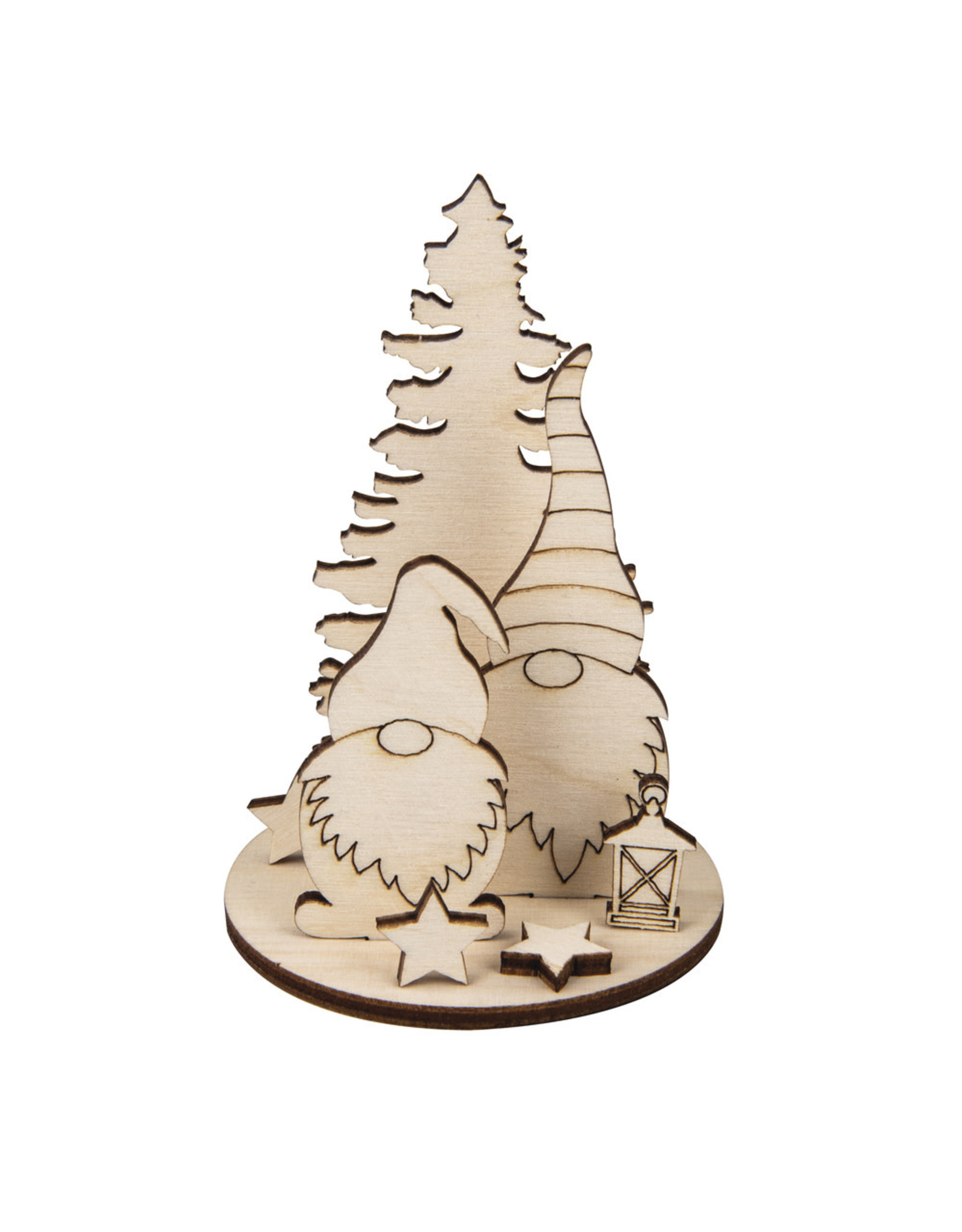 Kit Cadre Bois à Motifs Lutins De Noël - 16 Pièces - FSC - Pour Décorations Et Éclairage Festif DIY