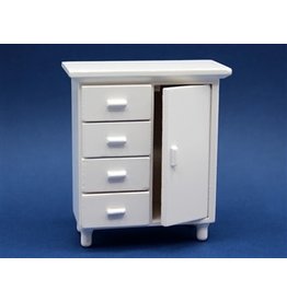 Commode porte & tiroirs blanche miniature 1:12