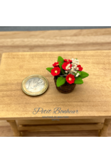 Fleurs rouges dans panier miniatures 1:12