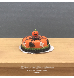 Gâteau Halloween orange toile d'araignée