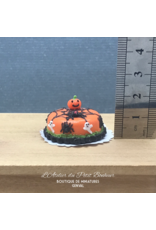 Gâteau Halloween orange toile d'araignée