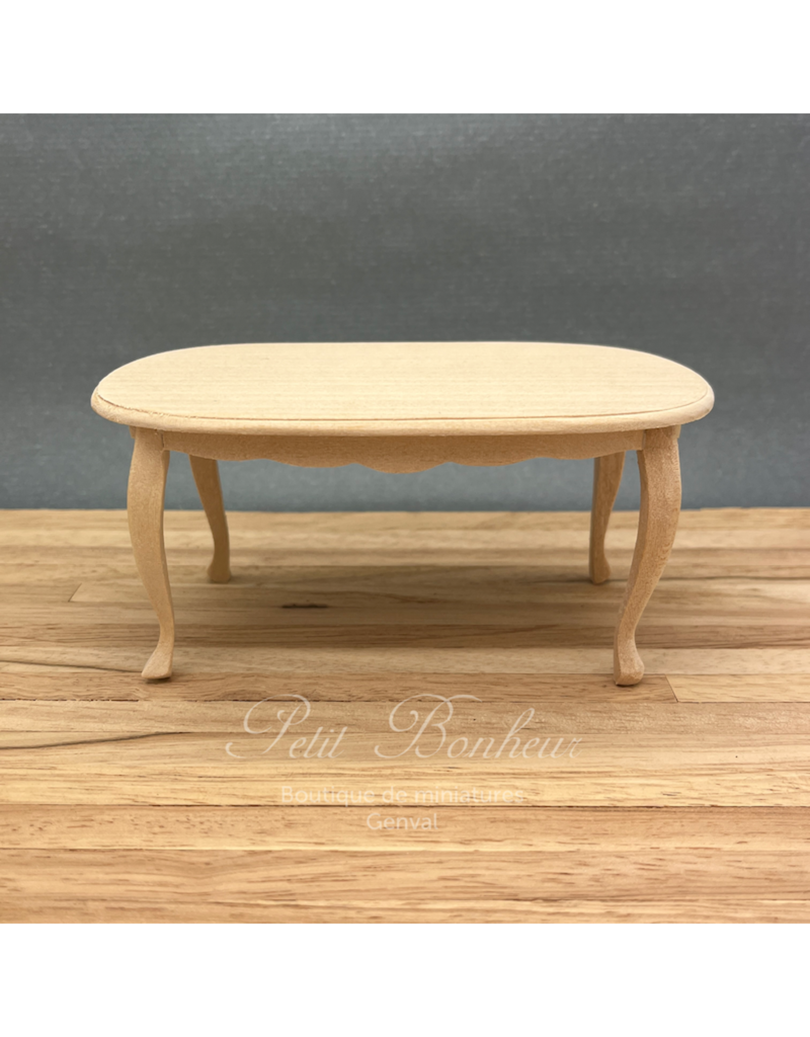 Table ovale non vernie miniature 1:12