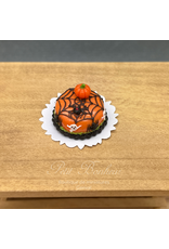 Gâteau Halloween orange toile d'araignée