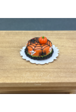 Gâteau Halloween orange toile d'araignée