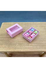 Boîte rose avec 8 macarons miniature 1:12