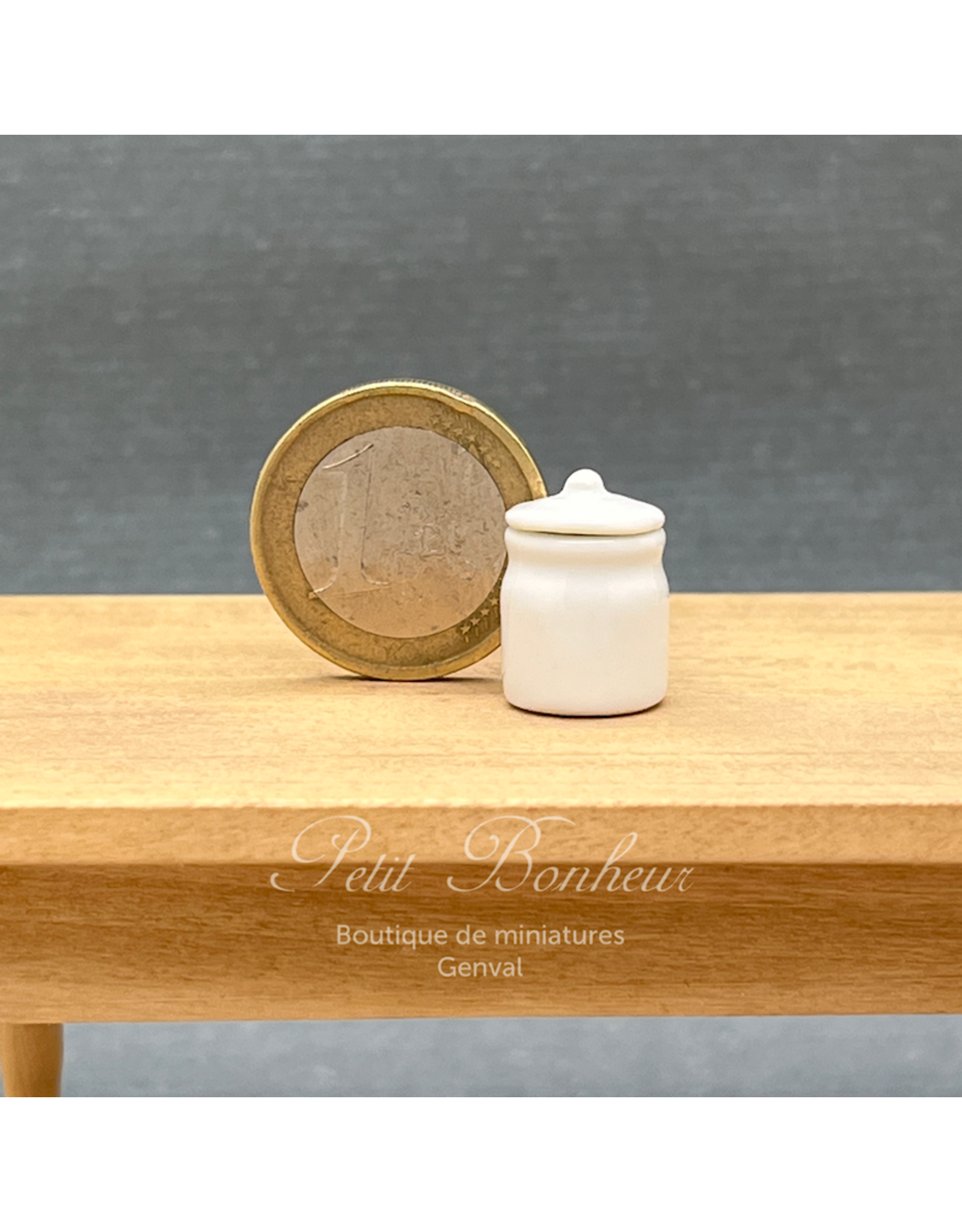 Petite jarre blanche avec couvercle miniature 1:12
