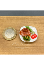 Tranche de jambon grillée avec asperges et crudités miniature 1:12