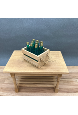 Caisse en bois avec 9 bouteilles vertes miniature 1:12