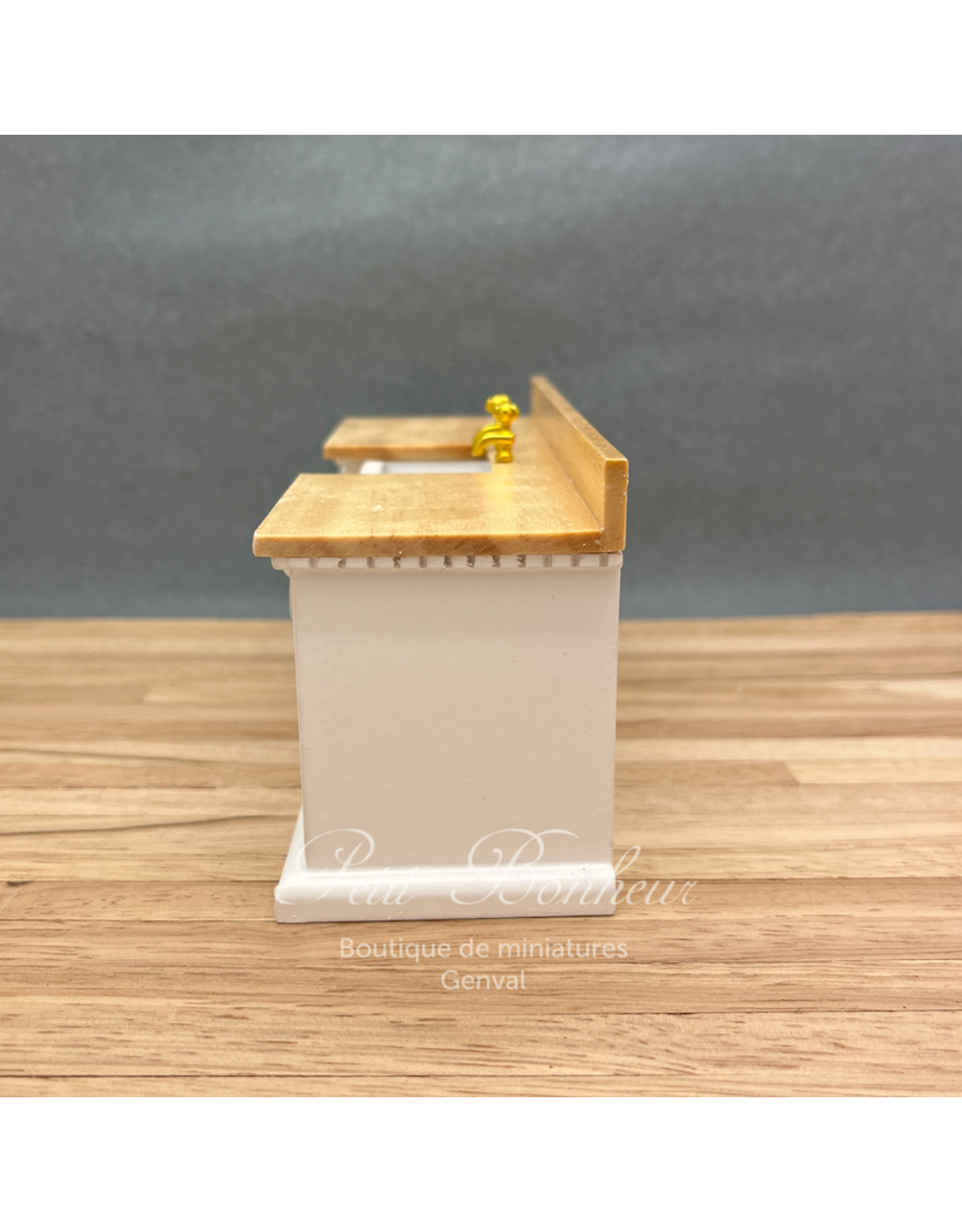 Meuble évier blanc/pin miniature 1:12