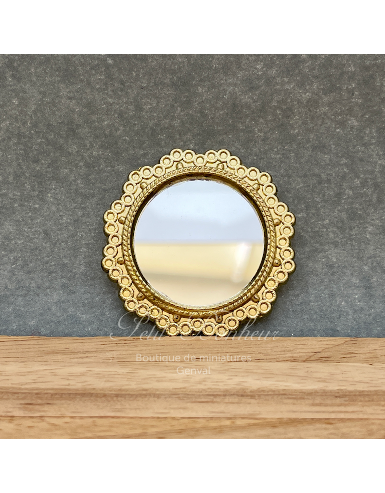 Miroir doré rond miniature 1:12