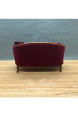 Sofa Louis XV noyer & velours violine miniature 1:12
