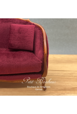 Sofa Louis XV noyer & velours violine miniature 1:12
