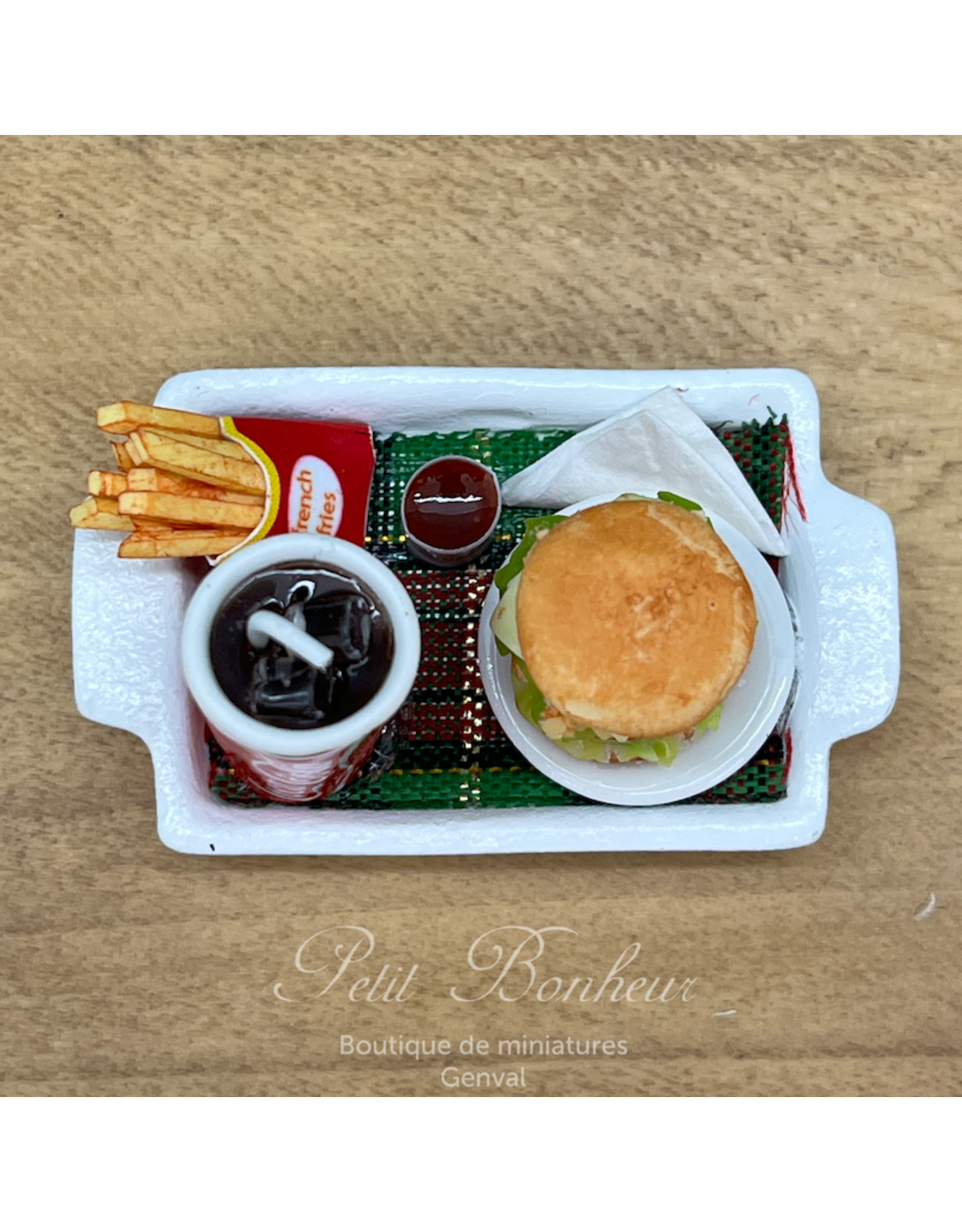 Plateau menu hamburger (miniature 1:12)