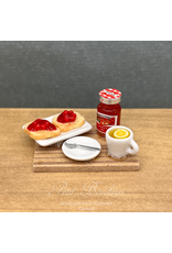 Plateau petit déjeuner avec deux toasts (fraise) miniature 1:12