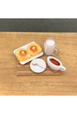 Plateau petit déjeuner avec deux toasts (abricots) miniature 1:12