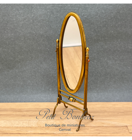 Miroir oval pivotant laiton doré vielli