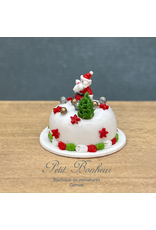 Gâteau de Noël rond avec Père Noël, miniature 1:12