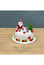 Gâteau de Noël rond avec Père Noël, miniature 1:12