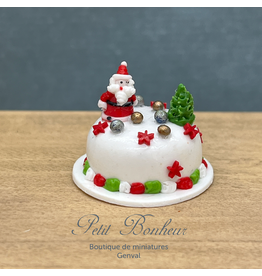 Gâteau de Noël rond avec Père Noël, miniature 1:12