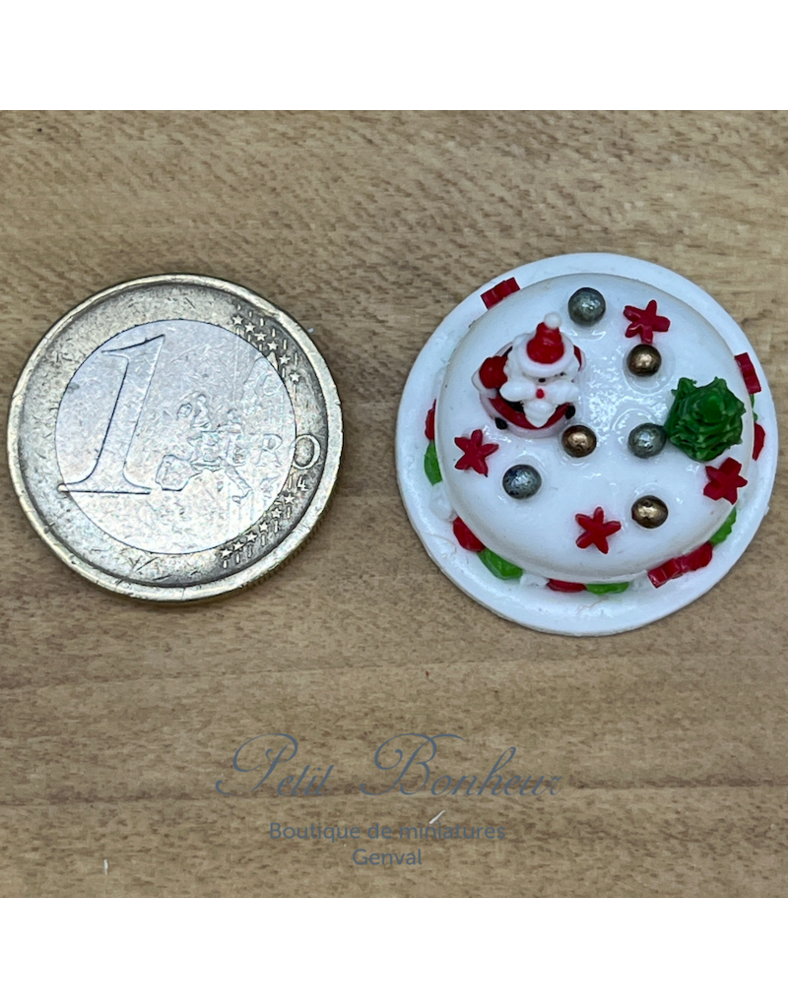 Gâteau de Noël rond avec Père Noël, miniature 1:12