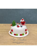 Gâteau de Noël rond avec Père Noël, miniature 1:12