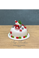 Gâteau de Noël rond avec Père Noël, miniature 1:12