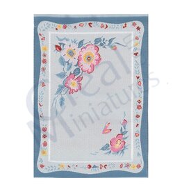 Tapis bleu à fleurs miniature 1:12
