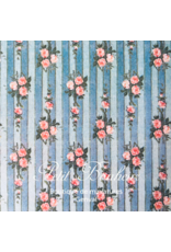 Papier peint bleu avec roses