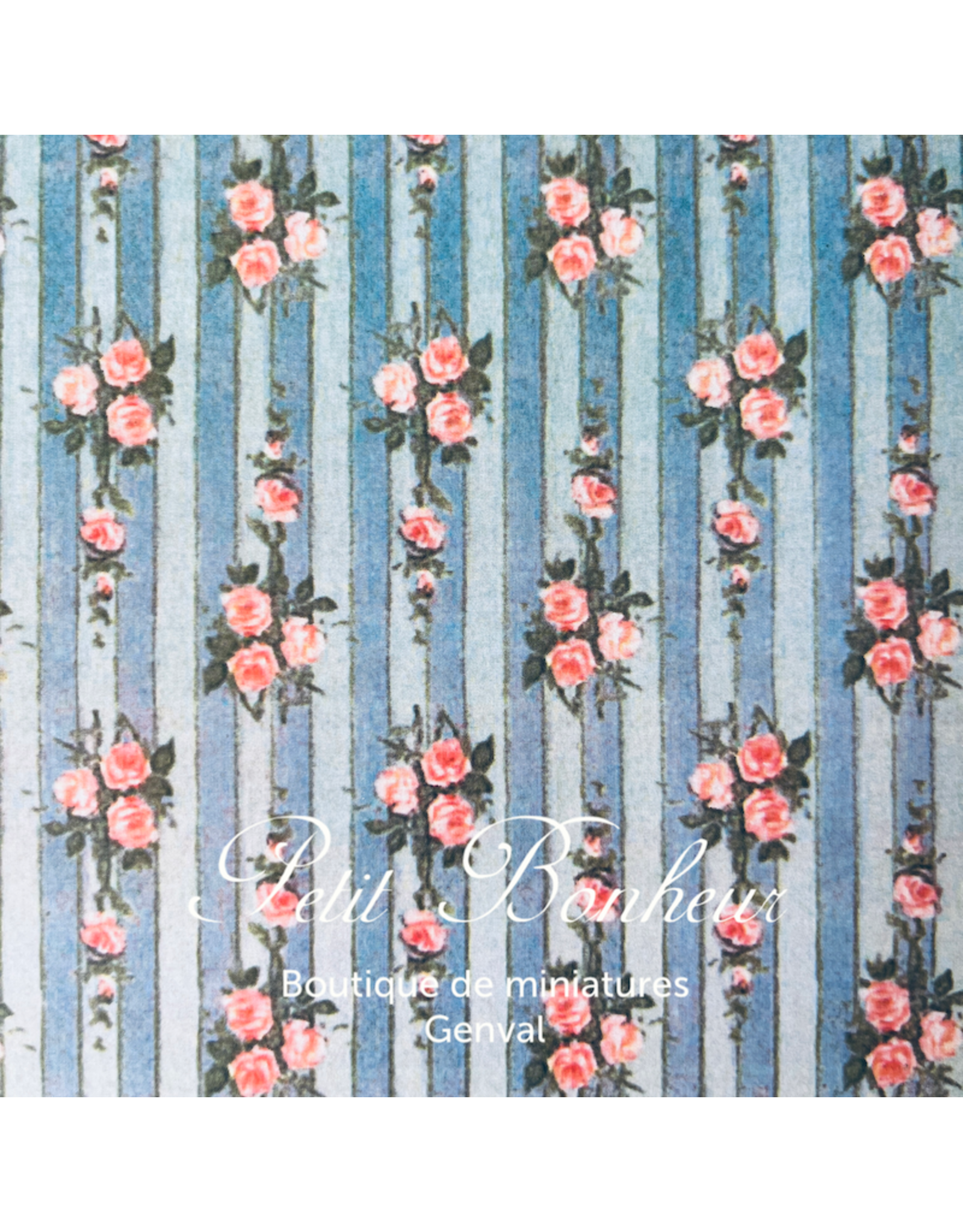 Papier peint bleu avec roses