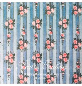 Papier peint bleu avec roses