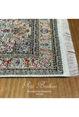 Tapis persan rouge, noir et or (9,5x16cm) miniature 1:12