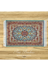Tapis persan rouge et bleu (9,5x16cm) miniature 1:12