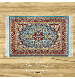 Tapis persan rouge et bleu (9,5x16cm) miniature 1:12