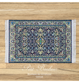 Tapis persan bleu, noir & or (9,5x16cm) miniature 1:12