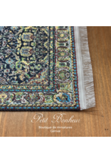 Tapis persan bleu, noir & or (9,5x16cm) miniature 1:12
