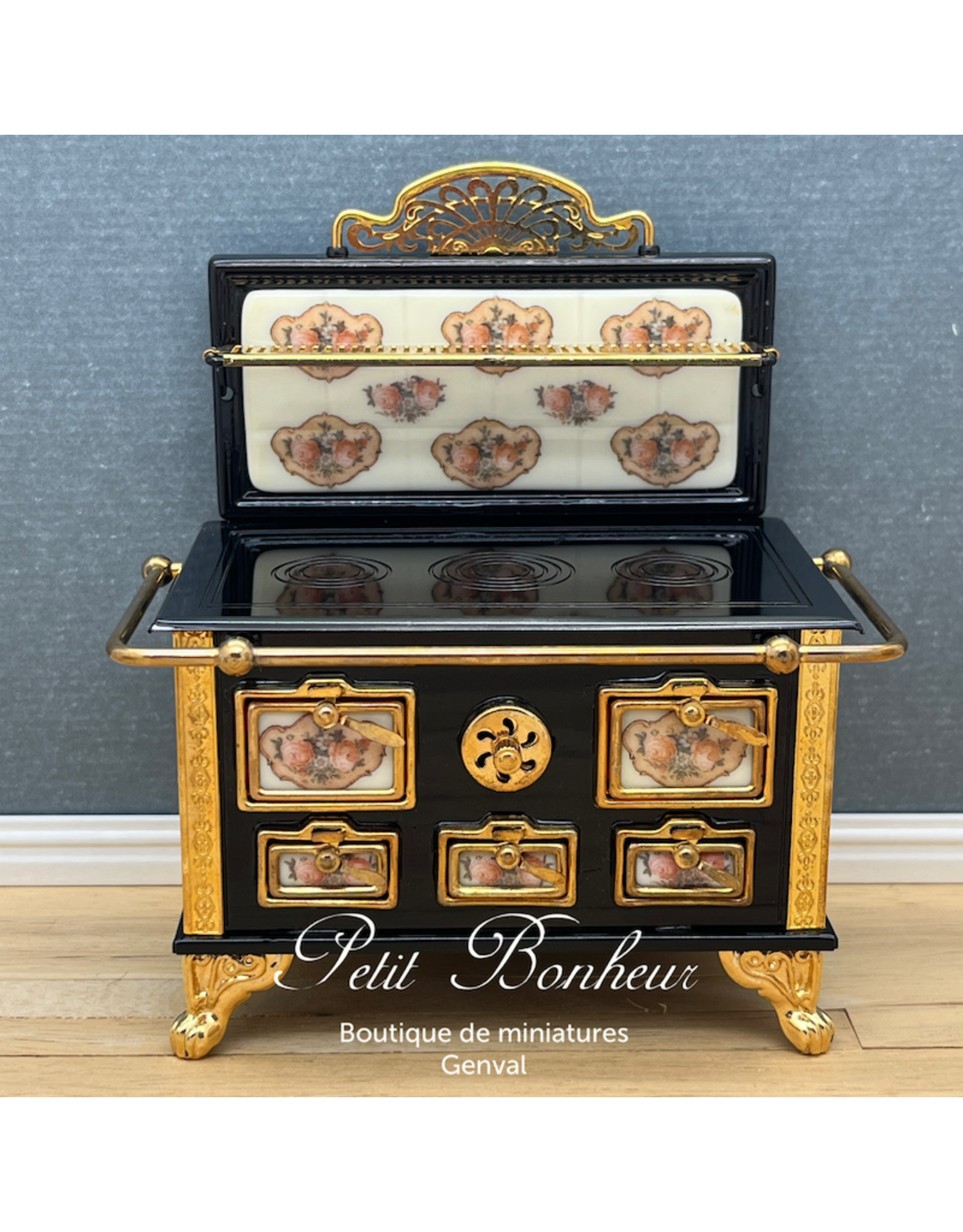 Reutter Miniaturen Cuisinière en métal Reutter (noir & rose) miniature 1:12