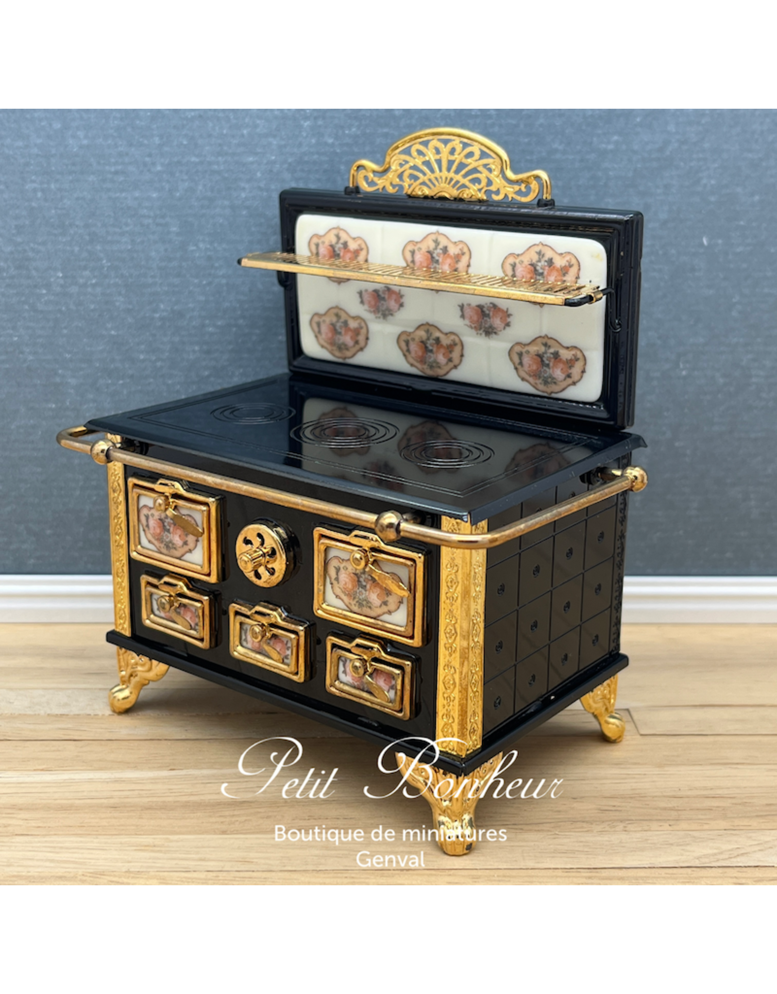 Reutter Miniaturen Cuisinière en métal Reutter (noir & rose) miniature 1:12