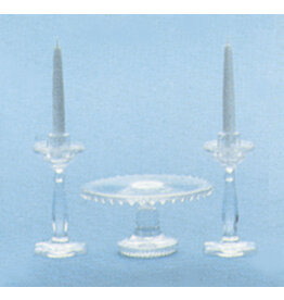 Bougeoirs (2) et présentoir à gâteau transparent (kit), miniature 1:12