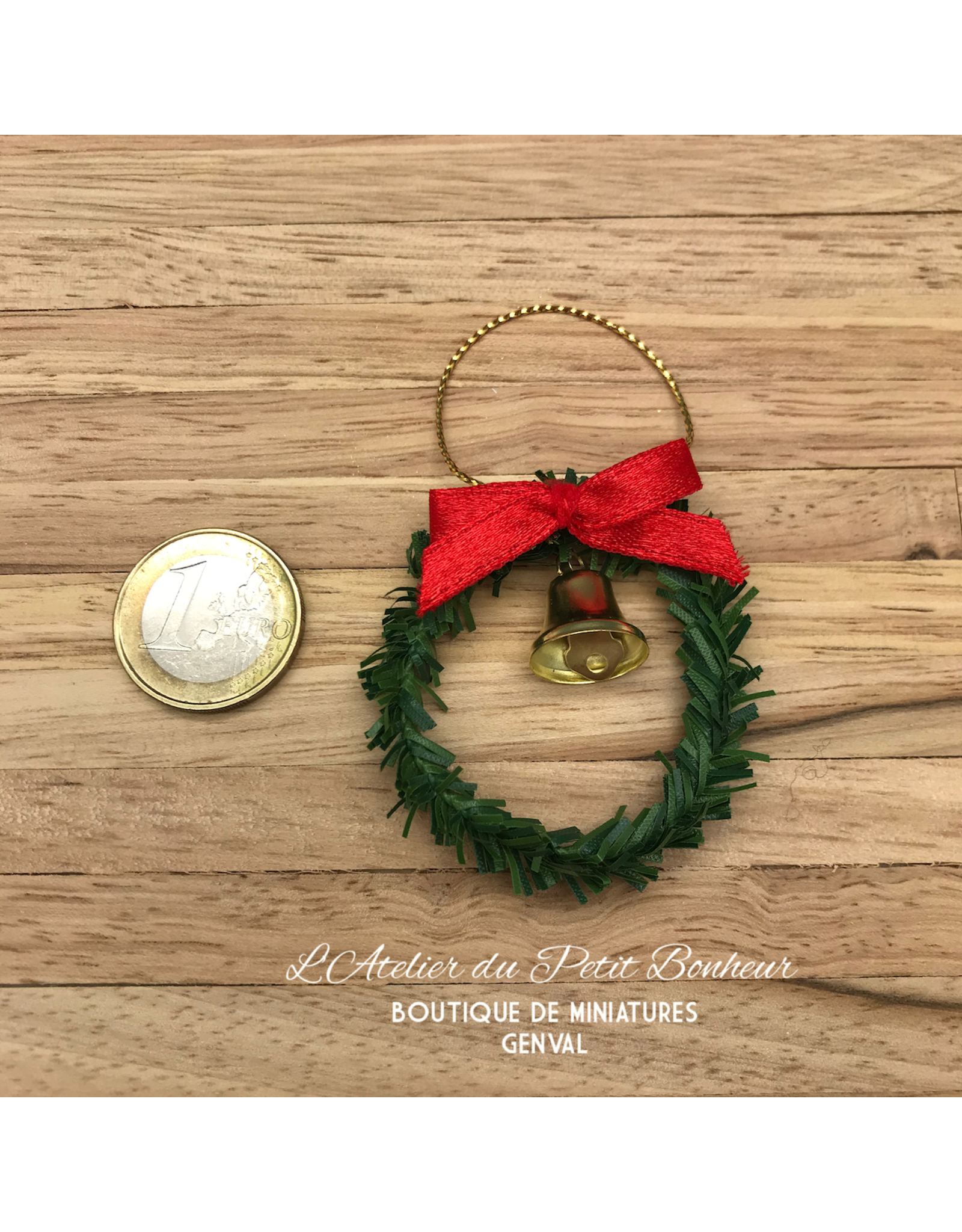 Couronne de Noël avec cloche miniature 1:12