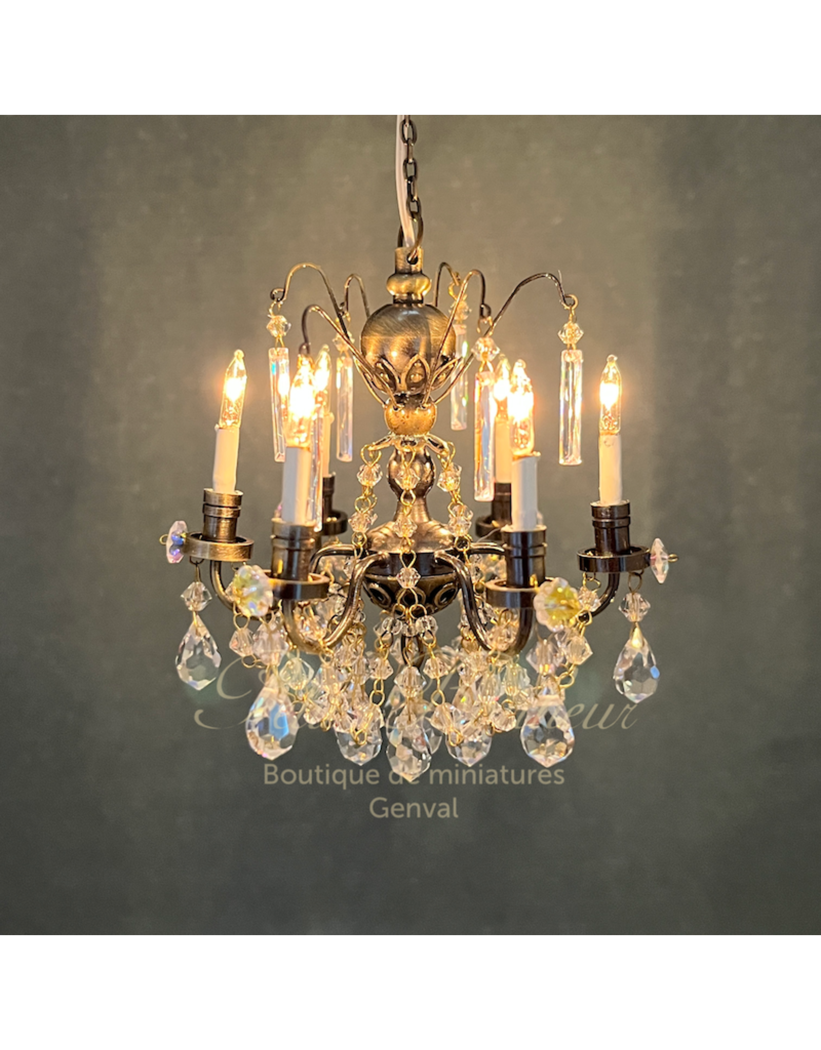 Miniature Lighting Co. Lustre cristal 6 branches (nostalgic colour) miniature 1:12