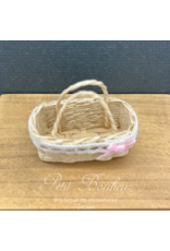 Panier avec dentelle blanche et noeud rose