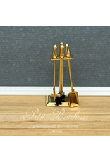 Outils dorés pour feu ouvert & support miniature 1:12