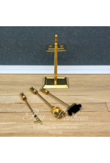 Outils dorés pour feu ouvert & support miniature 1:12