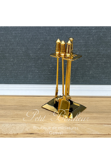 Outils dorés pour feu ouvert & support miniature 1:12