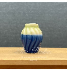 Vase bleu 2 tons miniature 1:12