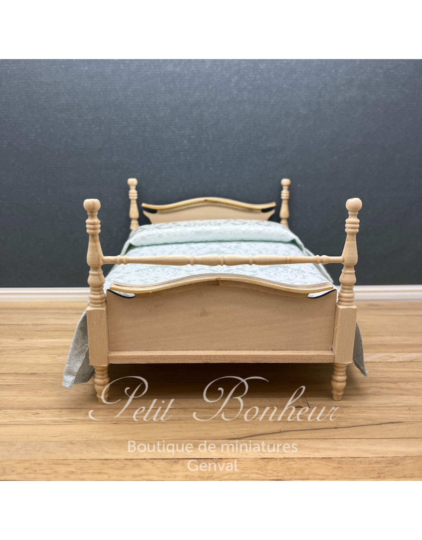 Lit double non peint miniature 1:12